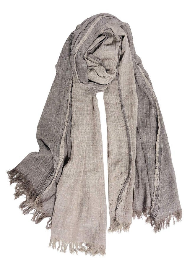 GERINLY Two Tone Scarf Fringe Casual Shawl for Men Nomad Desert Wrap Fashion Male Basic Scarf Linen Hijab (Brown) - Image 3